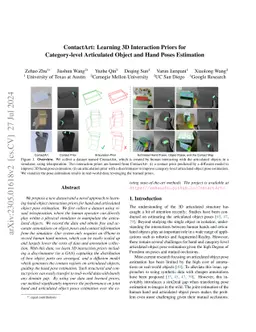 ContactArt: Learning 3D Interaction Priors for Category-level
  Articulated Object and Hand Poses Estimation