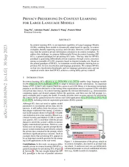 Privacy-Preserving In-Context Learning for Large Language Models