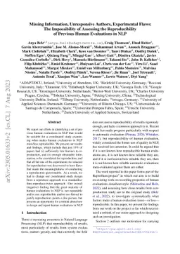 Missing Information, Unresponsive Authors, Experimental Flaws: The
  Impossibility of Assessing the Reproducibility of Previous Human Evaluations
  in NLP