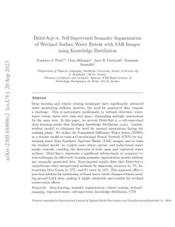 DeepAqua: Self-Supervised Semantic Segmentation of Wetland Surface Water
  Extent with SAR Images using Knowledge Distillation