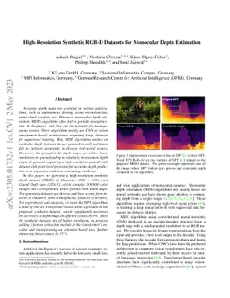 High-Resolution Synthetic RGB-D Datasets for Monocular Depth Estimation