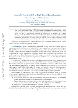 Adversarial Generative NMF for Single Channel Source Separation