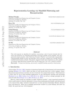 Representation Learning via Manifold Flattening and Reconstruction