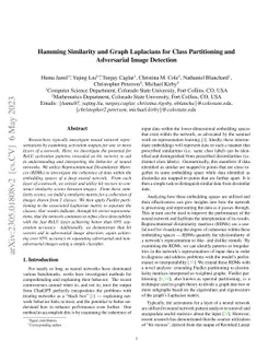Hamming Similarity and Graph Laplacians for Class Partitioning and
  Adversarial Image Detection