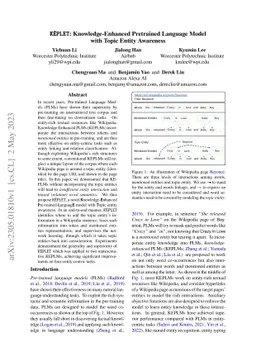KEPLET: Knowledge-Enhanced Pretrained Language Model with Topic Entity
  Awareness