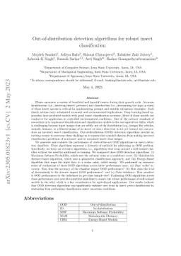 Out-of-distribution detection algorithms for robust insect
  classification