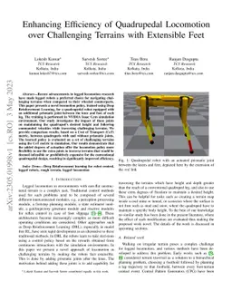 Enhancing Efficiency of Quadrupedal Locomotion over Challenging Terrains
  with Extensible Feet