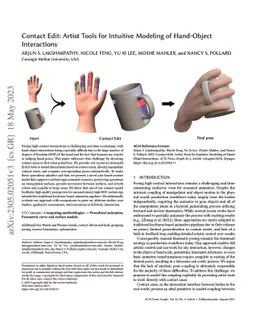 Contact Edit: Artist Tools for Intuitive Modeling of Hand-Object
  Interactions