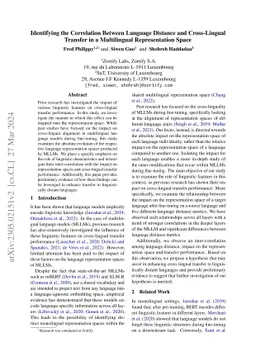 Identifying the Correlation Between Language Distance and Cross-Lingual
  Transfer in a Multilingual Representation Space