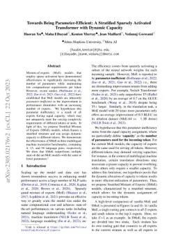 Towards Being Parameter-Efficient: A Stratified Sparsely Activated
  Transformer with Dynamic Capacity