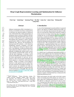 Deep Graph Representation Learning and Optimization for Influence
  Maximization