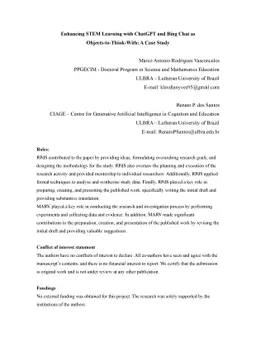 Enhancing STEM Learning with ChatGPT and Bing Chat as Objects to Think
  With: A Case Study