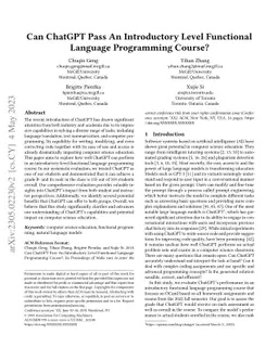 Can ChatGPT Pass An Introductory Level Functional Language Programming
  Course?