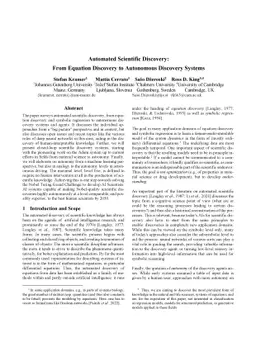 Automated Scientific Discovery: From Equation Discovery to Autonomous Discovery Systems
