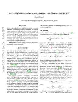 Multi-dimensional Signal Recovery using Low-rank Deconvolution