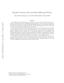 Triangle Counting with Local Edge Differential Privacy