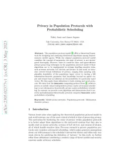 Privacy in Population Protocols with Probabilistic Scheduling