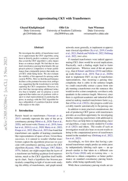 Approximating CKY with Transformers