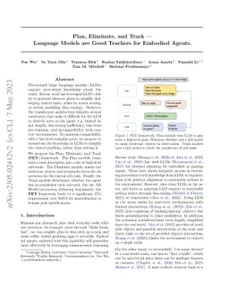 Plan, Eliminate, and Track -- Language Models are Good Teachers for
  Embodied Agents