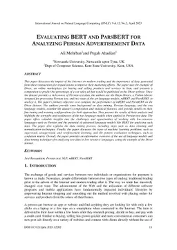 evaluating bert and parsbert for analyzing persian advertisement data