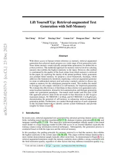 Lift Yourself Up: Retrieval-augmented Text Generation with Self Memory
