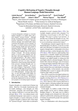 Cognitive Reframing of Negative Thoughts through Human-Language Model
  Interaction