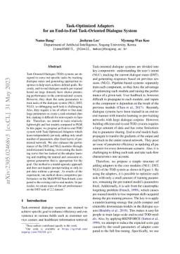 Task-Optimized Adapters for an End-to-End Task-Oriented Dialogue System