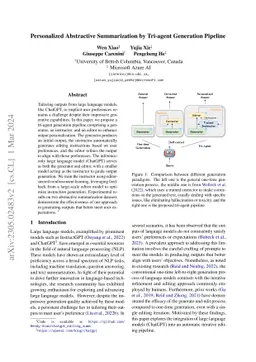 Personalized Abstractive Summarization by Tri-agent Generation Pipeline