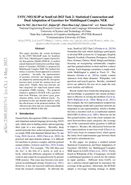 USTC-NELSLIP at SemEval-2023 Task 2: Statistical Construction and Dual
  Adaptation of Gazetteer for Multilingual Complex NER