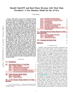 Should ChatGPT and Bard Share Revenue with Their Data Providers? A New
  Business Model for the AI Era