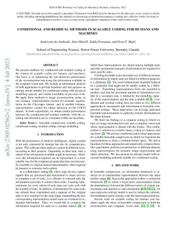 Conditional and Residual Methods in Scalable Coding for Humans and
  Machines