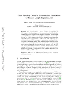 Text Reading Order in Uncontrolled Conditions by Sparse Graph
  Segmentation