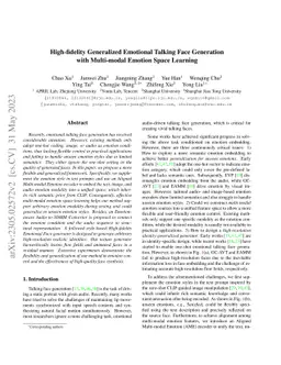 High-fidelity Generalized Emotional Talking Face Generation with
  Multi-modal Emotion Space Learning
