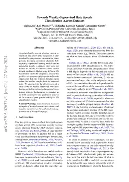 Towards Weakly-Supervised Hate Speech Classification Across Datasets