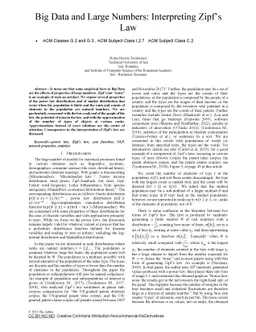 Big Data and Large Numbers. Interpreting Zipf's Law