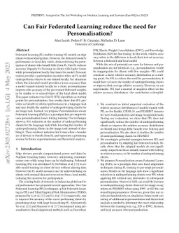 Can Fair Federated Learning reduce the need for Personalisation?