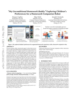 "My Unconditional Homework Buddy:'' Exploring Children's Preferences for
  a Homework Companion Robot