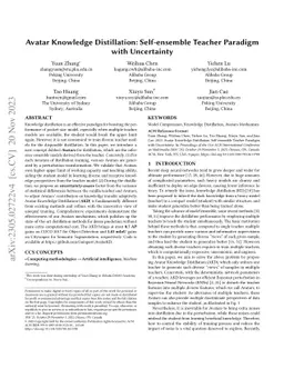 Avatar Knowledge Distillation: Self-ensemble Teacher Paradigm with
  Uncertainty