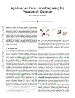 Age-Invariant Face Embedding using the Wasserstein Distance