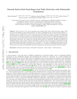 Towards End-to-End Semi-Supervised Table Detection with Deformable
  Transformer
