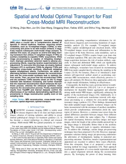 Spatial and Modal Optimal Transport for Fast Cross-Modal MRI
  Reconstruction