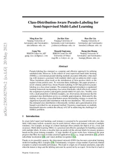 Class-Distribution-Aware Pseudo Labeling for Semi-Supervised Multi-Label
  Learning