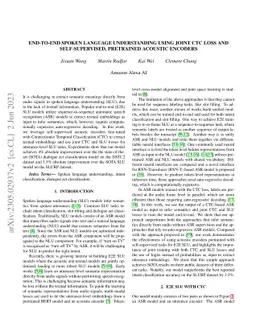 End-to-end spoken language understanding using joint CTC loss and
  self-supervised, pretrained acoustic encoders