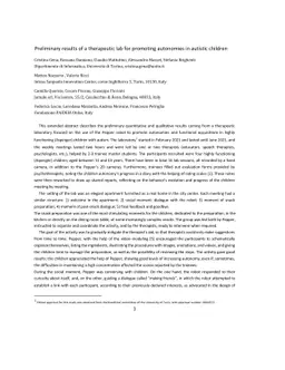 Preliminary results of a therapeutic lab for promoting autonomies in
  autistic children