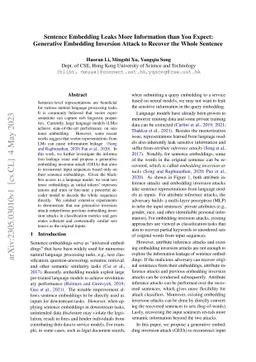 Sentence Embedding Leaks More Information than You Expect: Generative
  Embedding Inversion Attack to Recover the Whole Sentence