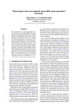 What changes when you randomly choose BPE merge operations? Not much