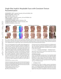 Single-Shot Implicit Morphable Faces with Consistent Texture
  Parameterization