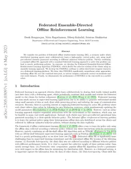 Federated Ensemble-Directed Offline Reinforcement Learning