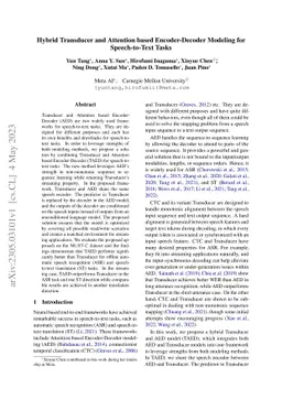 Hybrid Transducer and Attention based Encoder-Decoder Modeling for
  Speech-to-Text Tasks