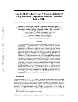 Can LLM Already Serve as A Database Interface? A BIg Bench for
  Large-Scale Database Grounded Text-to-SQLs